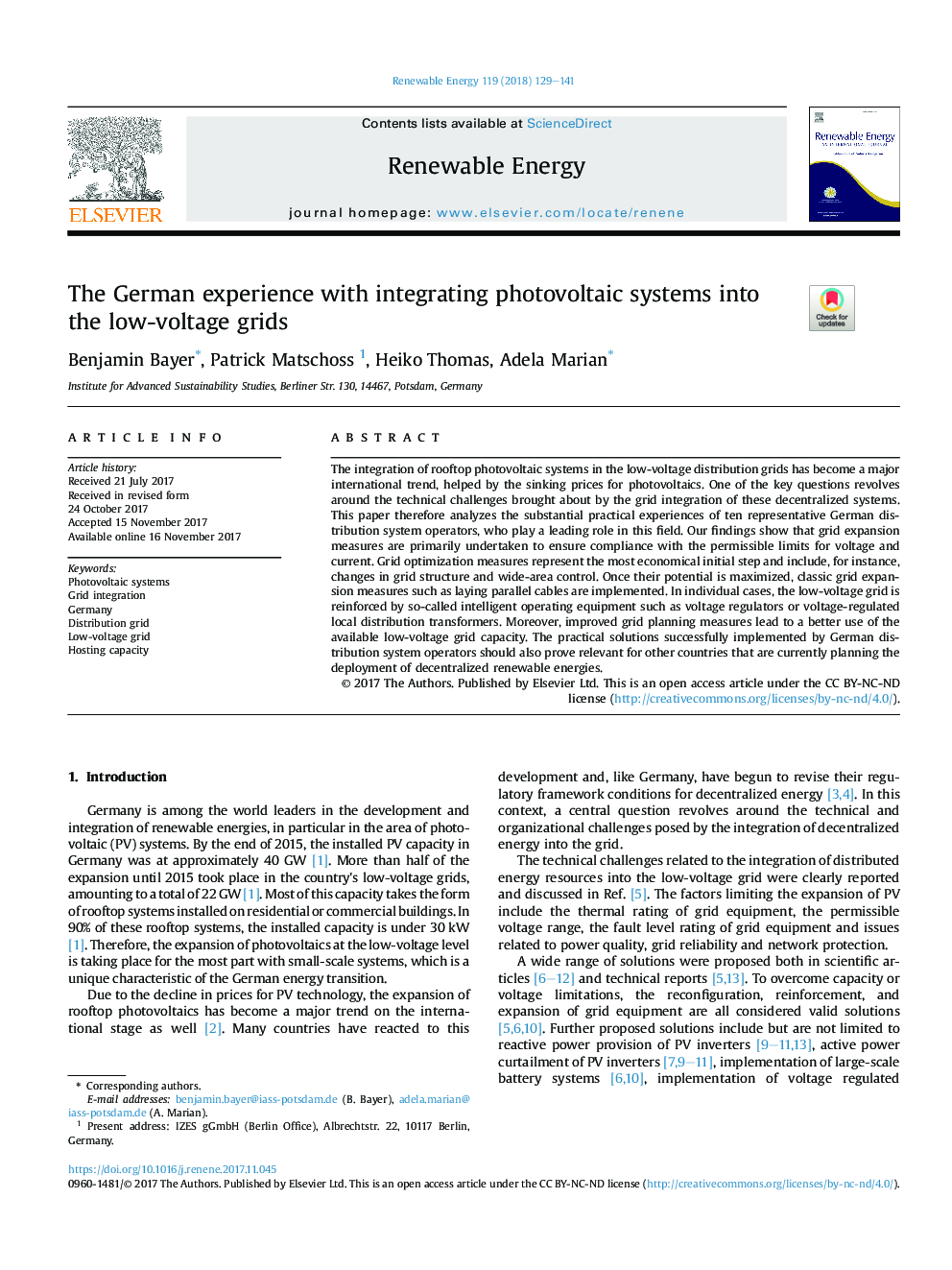 The German experience with integrating photovoltaic systems into the low-voltage grids