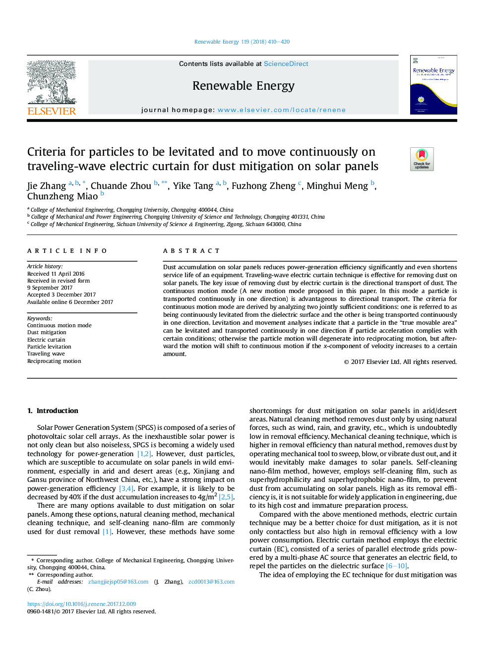 Criteria for particles to be levitated and to move continuously on traveling-wave electric curtain for dust mitigation on solar panels