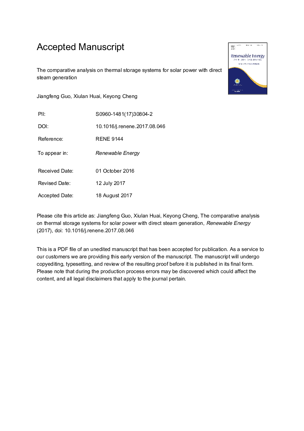 The comparative analysis on thermal storage systems for solar power with direct steam generation