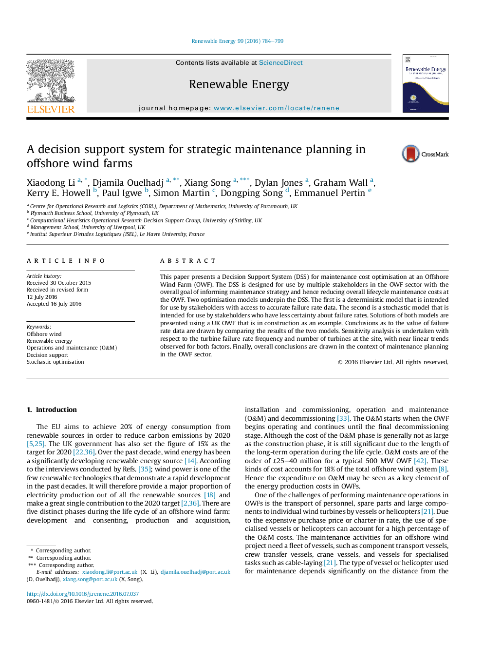 A decision support system for strategic maintenance planning in offshore wind farms