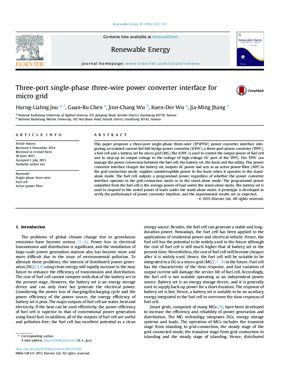 Three-port single-phase three-wire power converter interface for micro grid