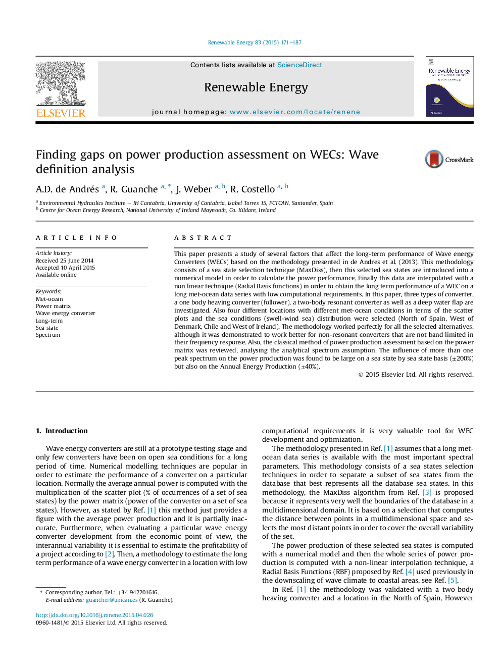 Finding gaps on power production assessment on WECs: Wave definition analysis