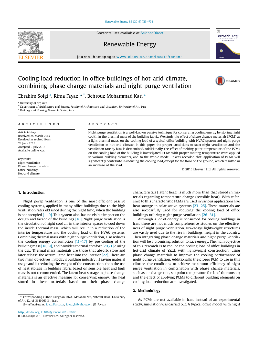 Cooling load reduction in office buildings of hot-arid climate, combining phase change materials and night purge ventilation