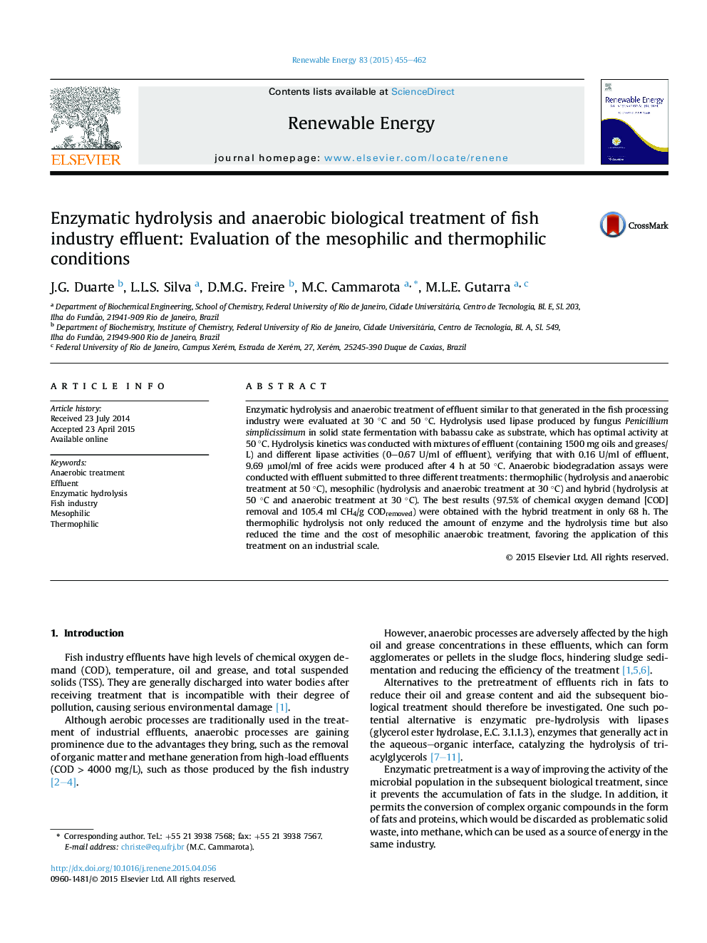 هیدرولیز آنزیمی و درمان بیولوژیکی بی هوازی از پساب صنعت ماهی: ارزیابی شرایط مزوفیل و ترموفیلی 