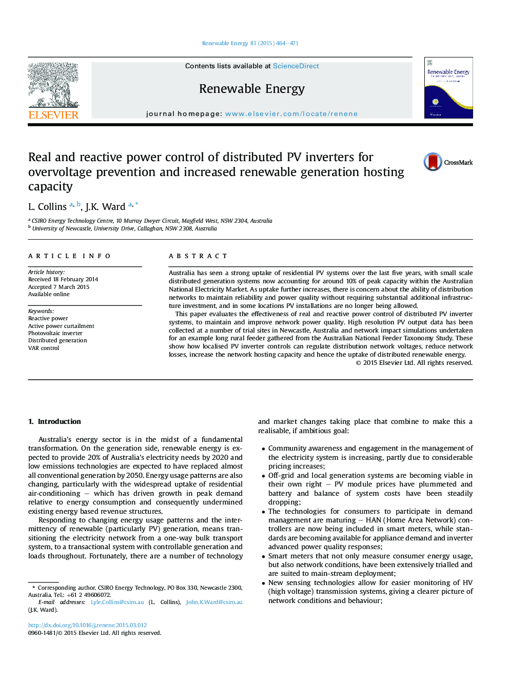 Real and reactive power control of distributed PV inverters for overvoltage prevention and increased renewable generation hosting capacity