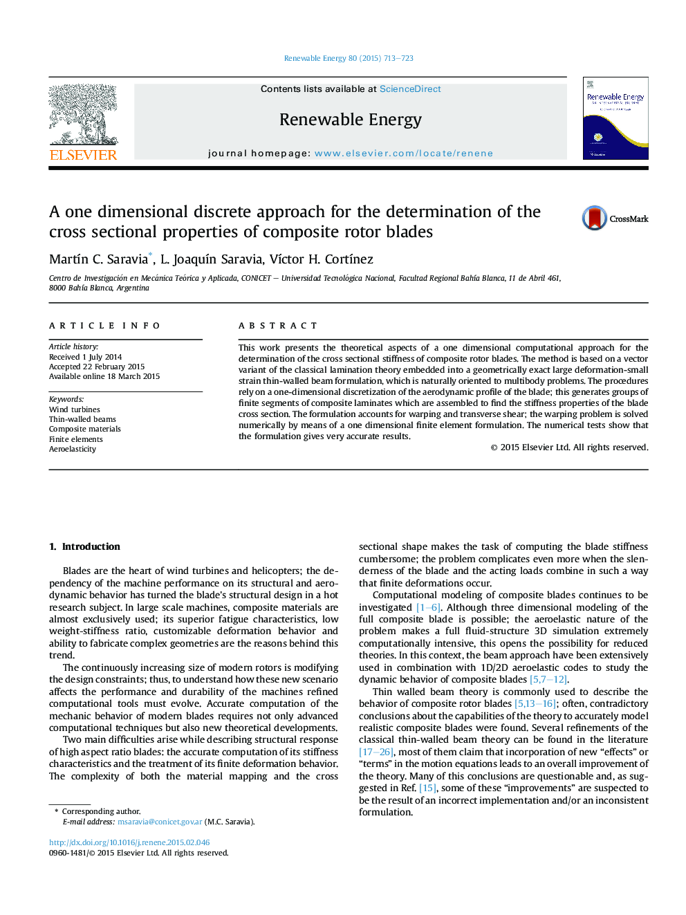 A one dimensional discrete approach for the determination of the cross sectional properties of composite rotor blades