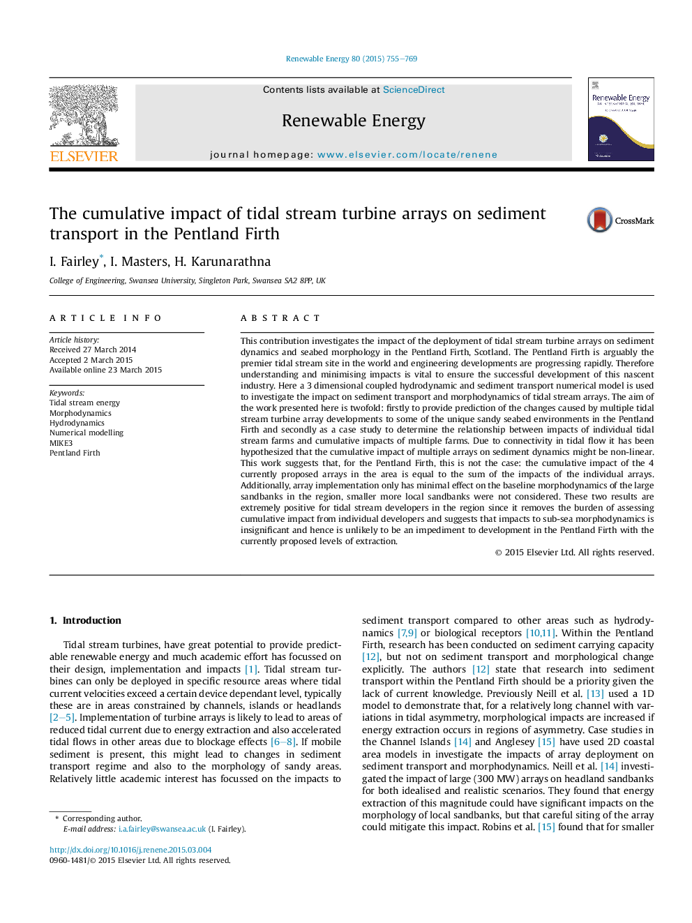 The cumulative impact of tidal stream turbine arrays on sediment transport in the Pentland Firth