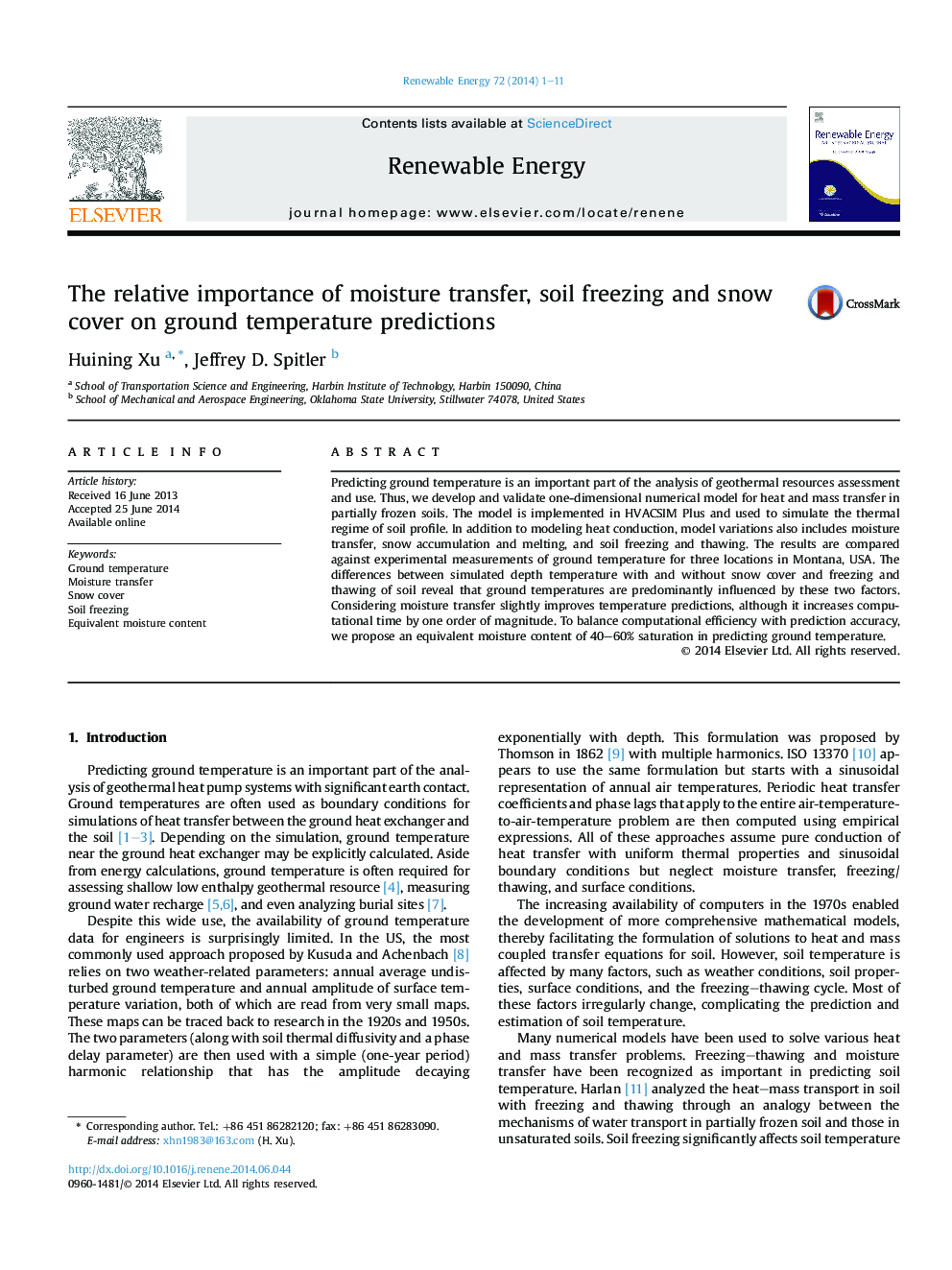 The relative importance of moisture transfer, soil freezing and snow cover on ground temperature predictions