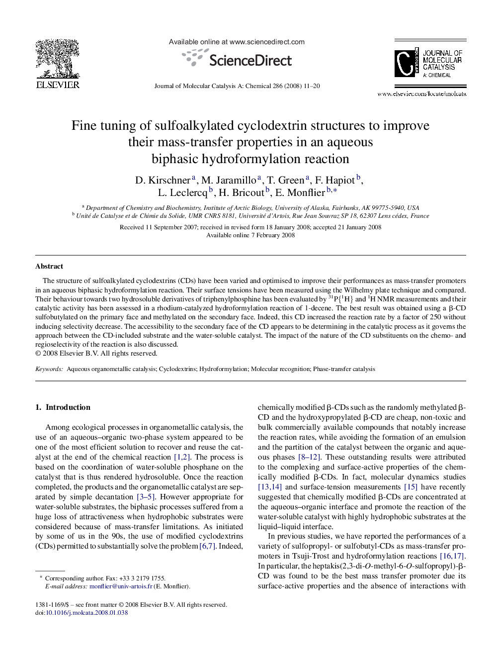 Fine tuning of sulfoalkylated cyclodextrin structures to improve their mass-transfer properties in an aqueous biphasic hydroformylation reaction