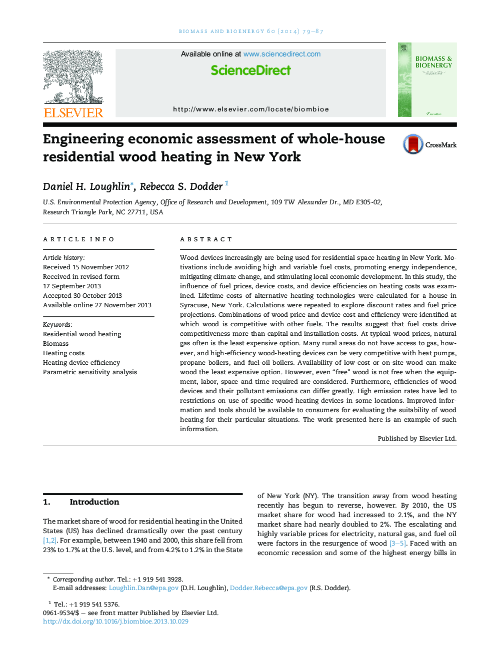 Engineering economic assessment of whole-house residential wood heating in New York