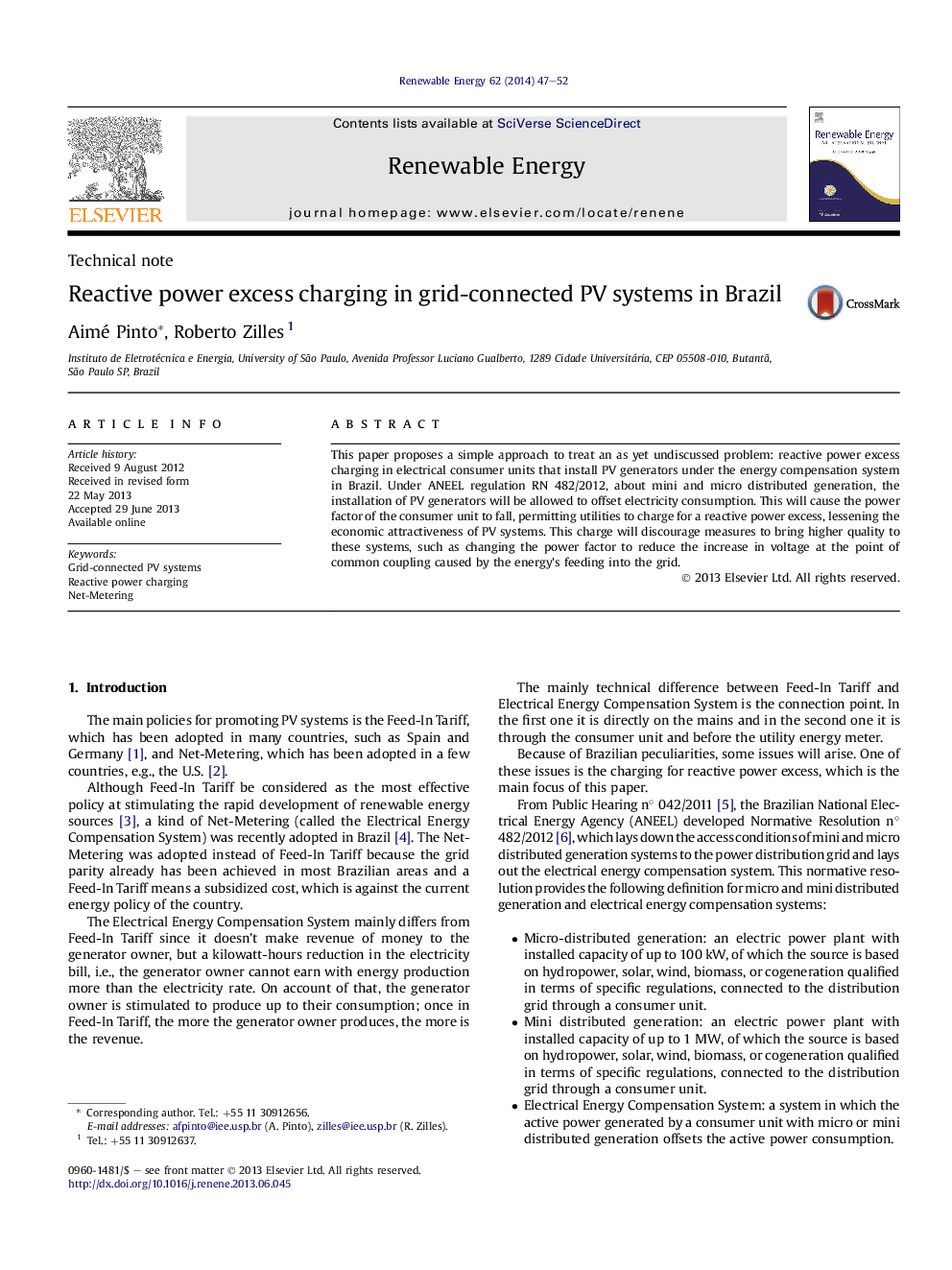 Reactive power excess charging in grid-connected PV systems in Brazil