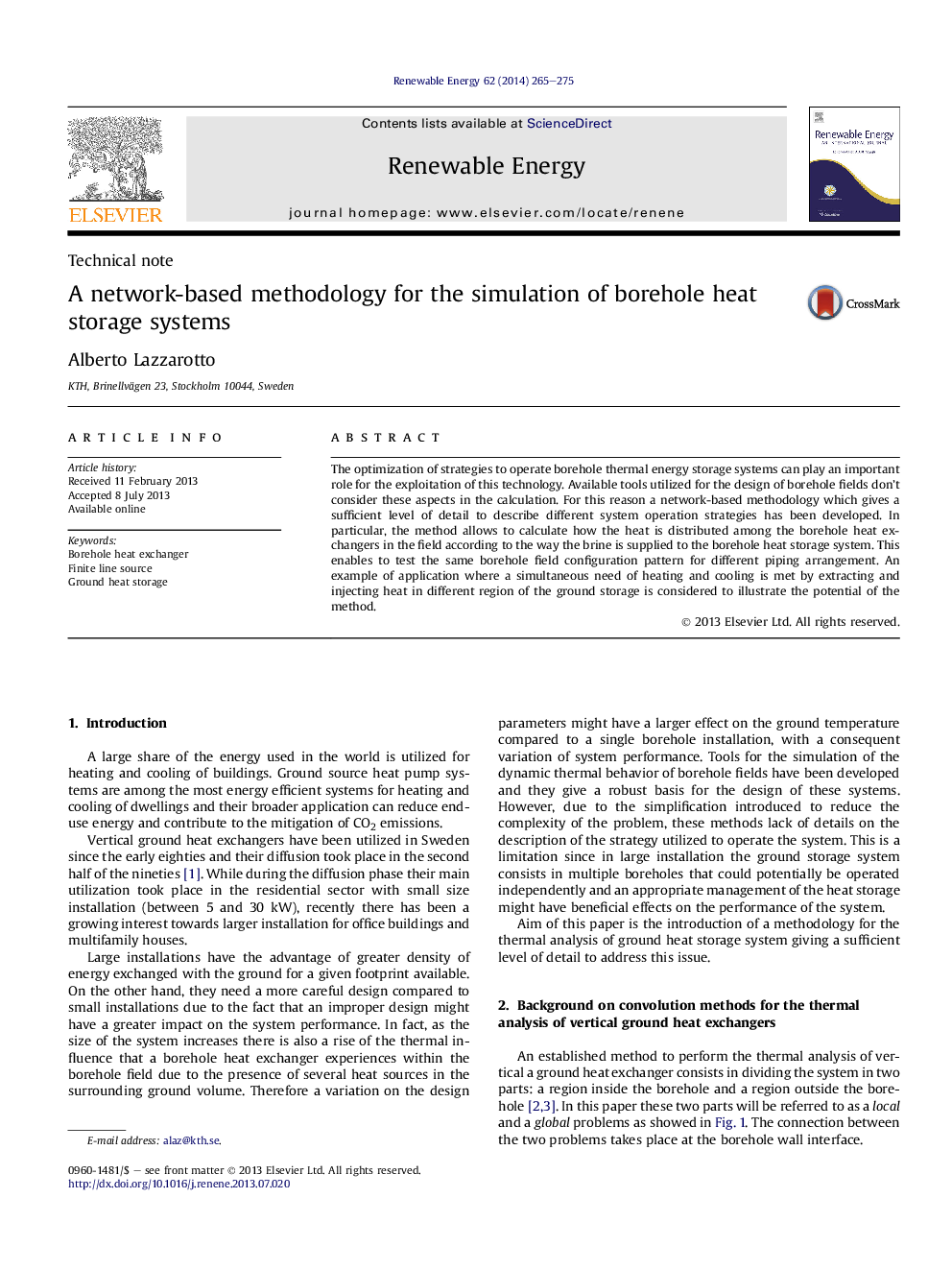 A network-based methodology for the simulation of borehole heat storage systems