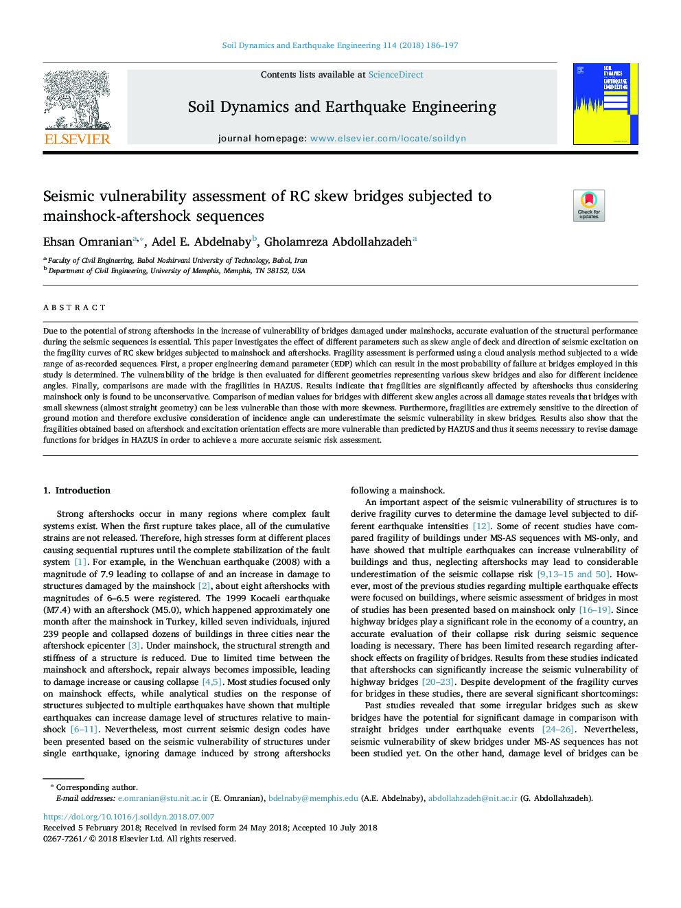 Seismic vulnerability assessment of RC skew bridges subjected to mainshock-aftershock sequences