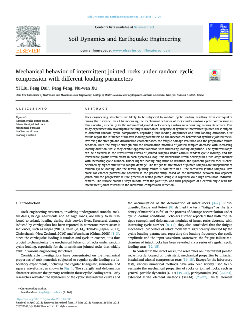 Mechanical behavior of intermittent jointed rocks under random cyclic compression with different loading parameters