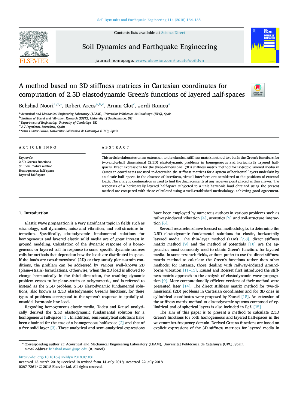 A method based on 3D stiffness matrices in Cartesian coordinates for computation of 2.5D elastodynamic Green's functions of layered half-spaces