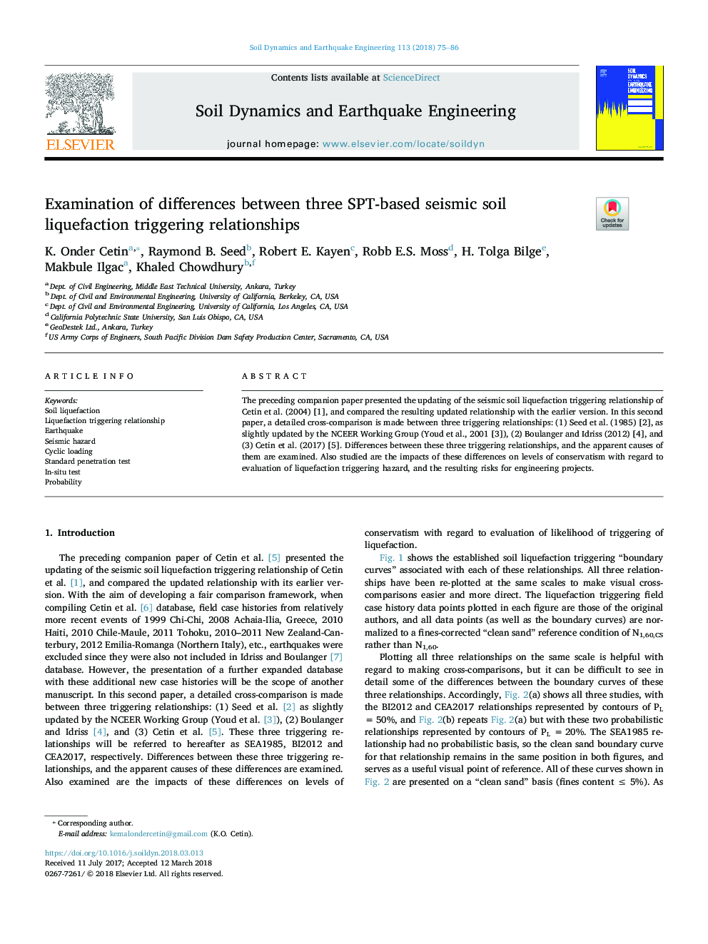 Examination of differences between three SPT-based seismic soil liquefaction triggering relationships