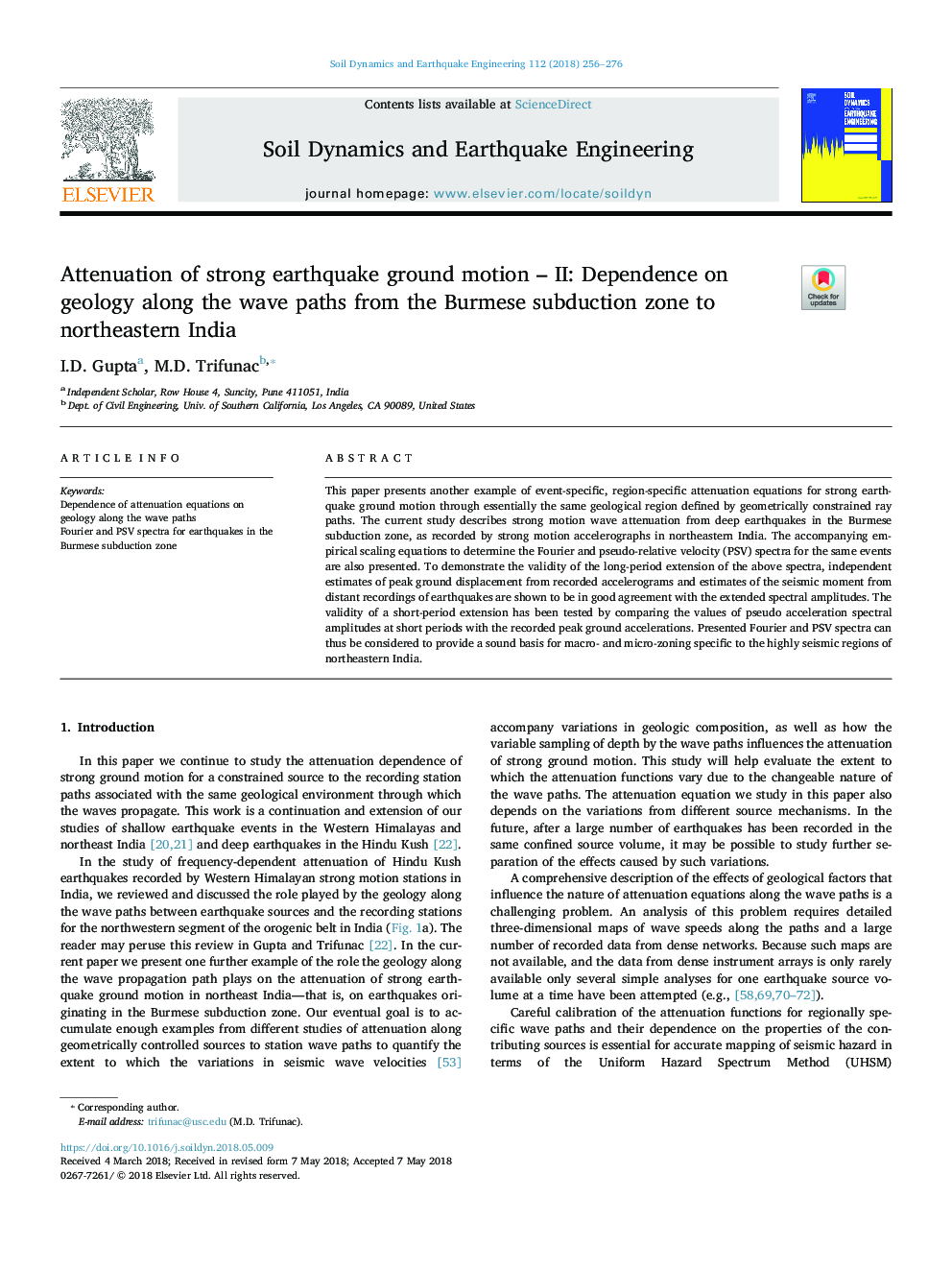 Attenuation of strong earthquake ground motion - II: Dependence on geology along the wave paths from the Burmese subduction zone to northeastern India