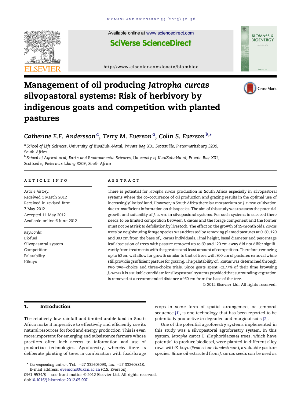 Management of oil producing Jatropha curcas silvopastoral systems: Risk of herbivory by indigenous goats and competition with planted pastures