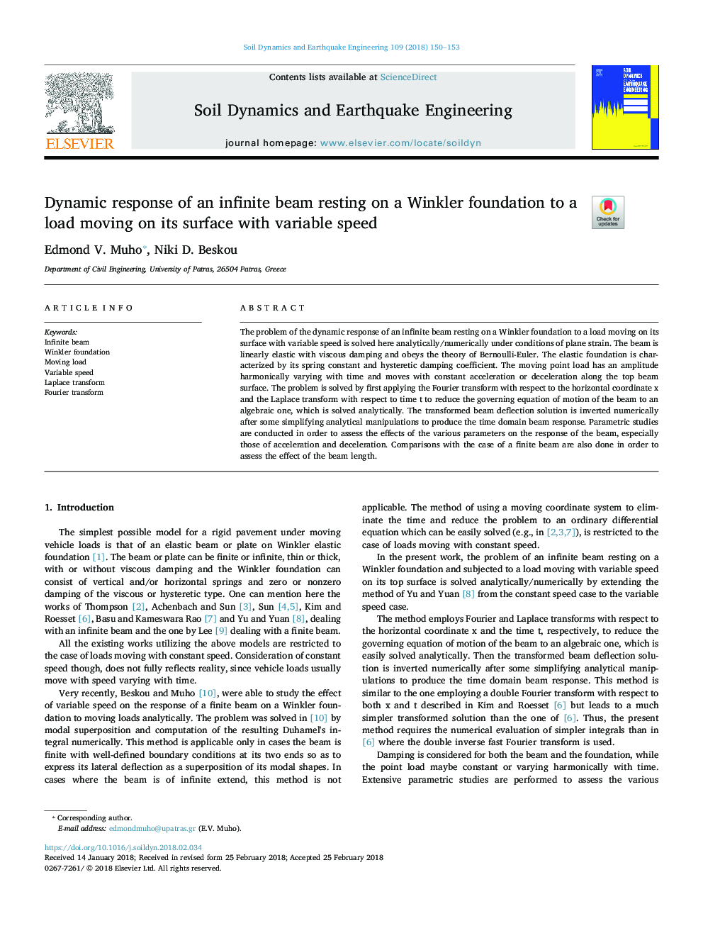 Dynamic response of an infinite beam resting on a Winkler foundation to a load moving on its surface with variable speed