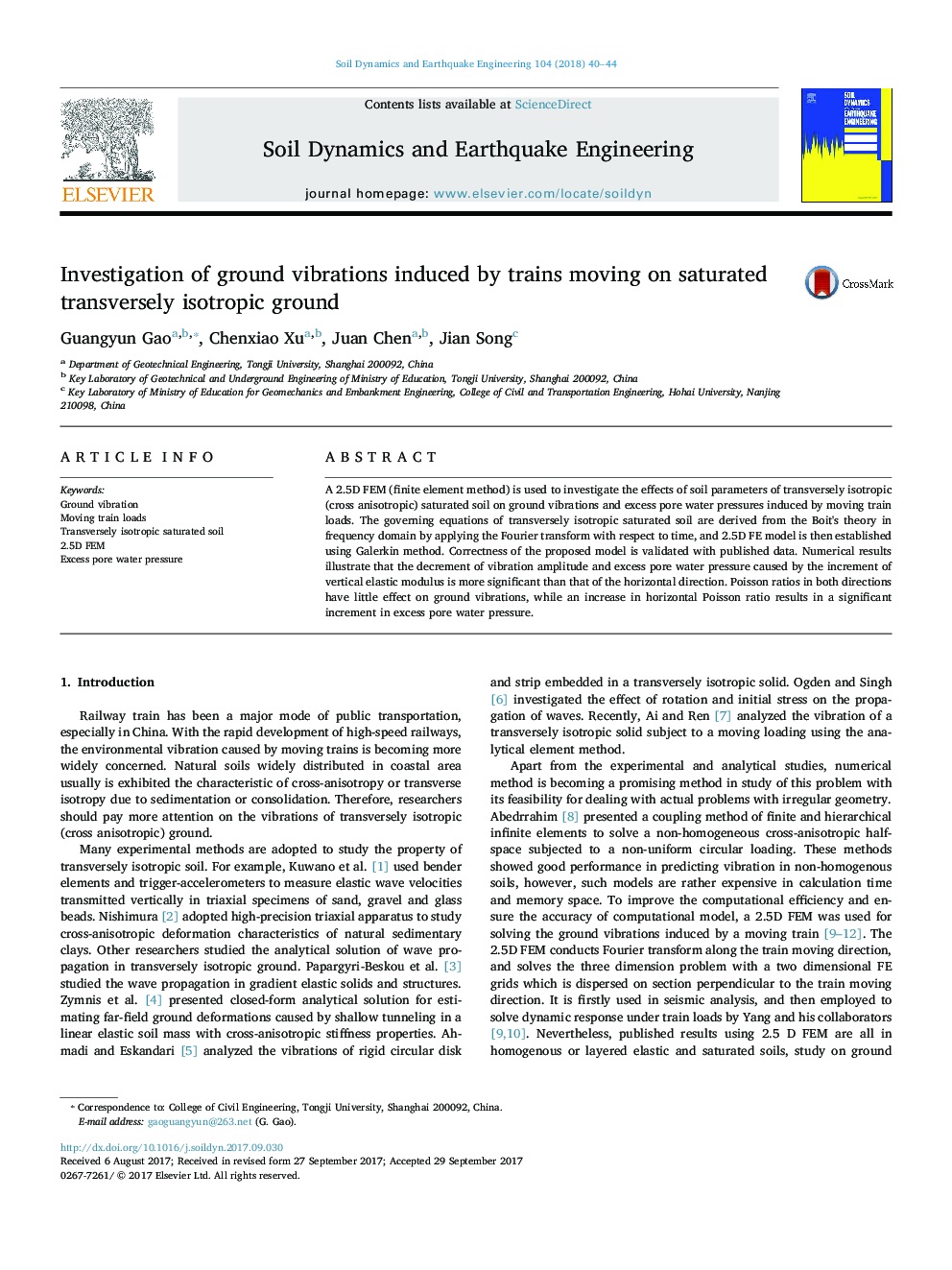 Investigation of ground vibrations induced by trains moving on saturated transversely isotropic ground