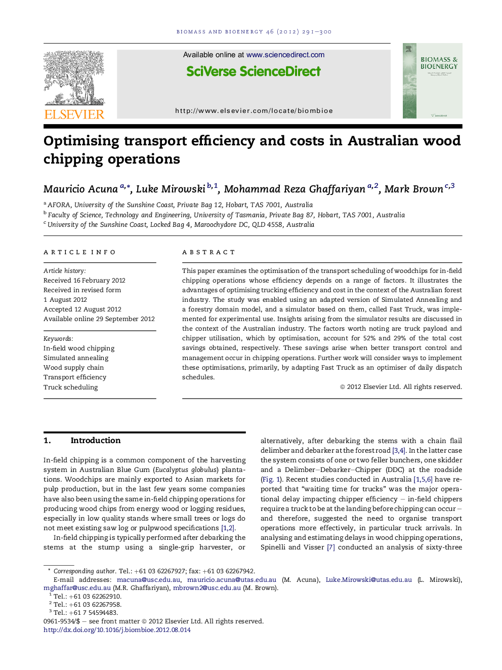 Optimising transport efficiency and costs in Australian wood chipping operations