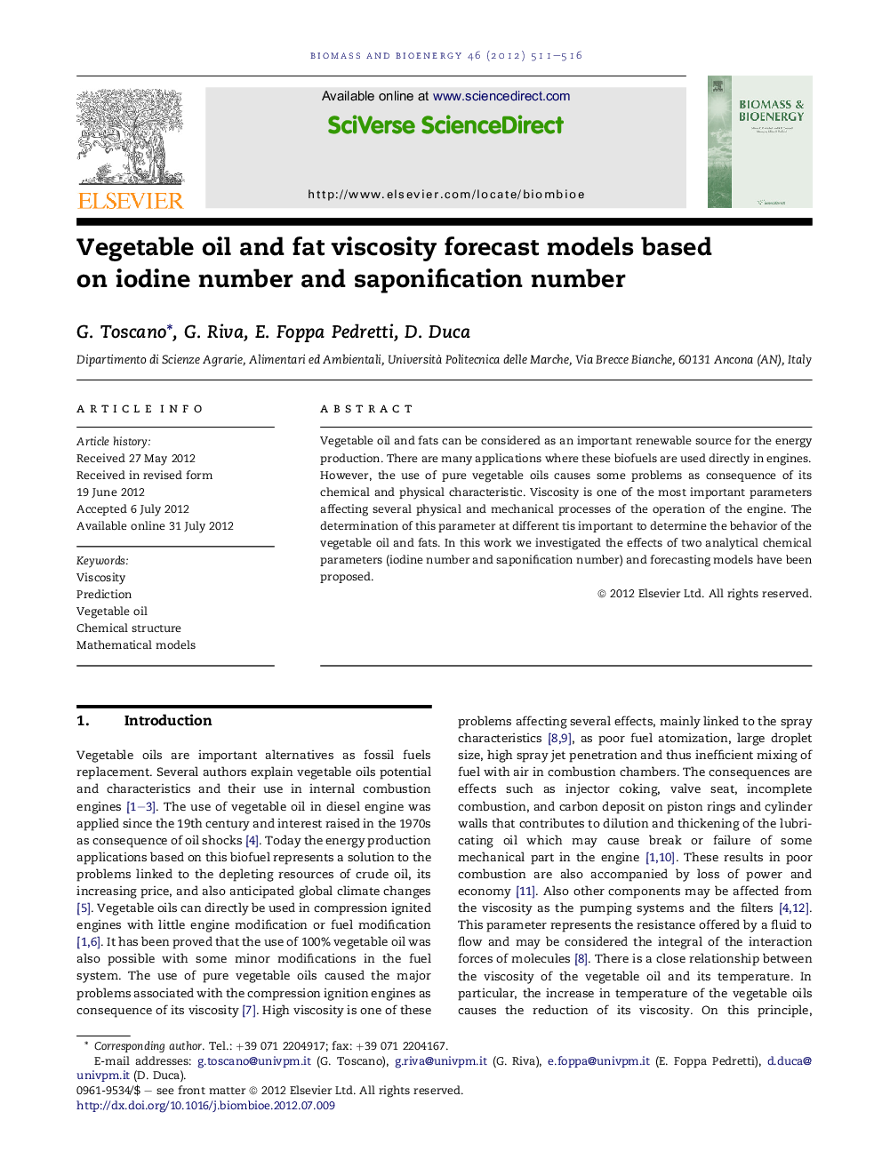 Vegetable oil and fat viscosity forecast models based on iodine number and saponification number