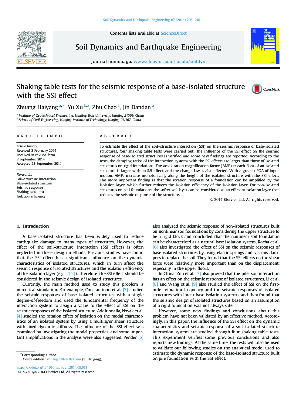 Shaking table tests for the seismic response of a base-isolated structure with the SSI effect