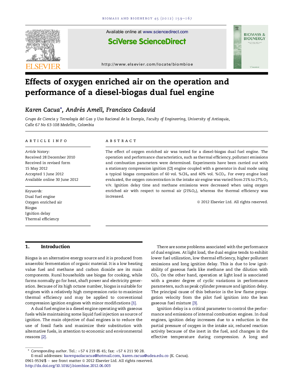 Effects of oxygen enriched air on the operation and performance of a diesel-biogas dual fuel engine