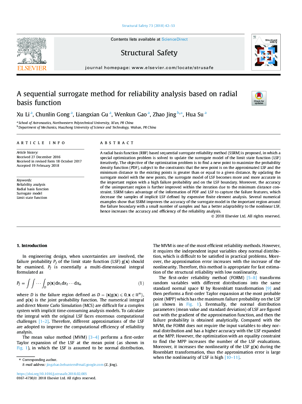 A sequential surrogate method for reliability analysis based on radial basis function