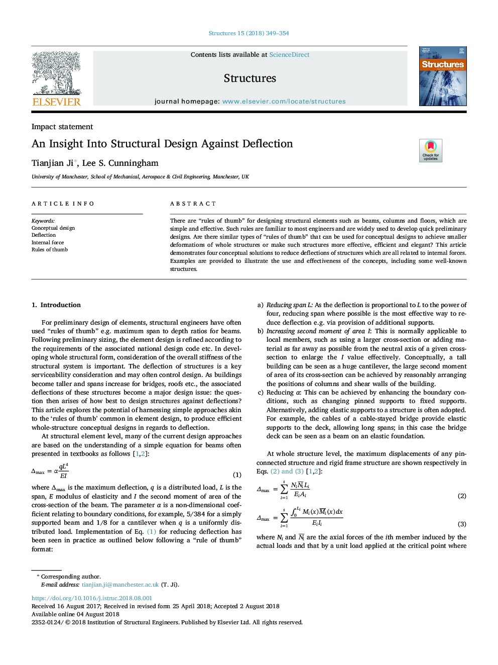 An Insight Into Structural Design Against Deflection