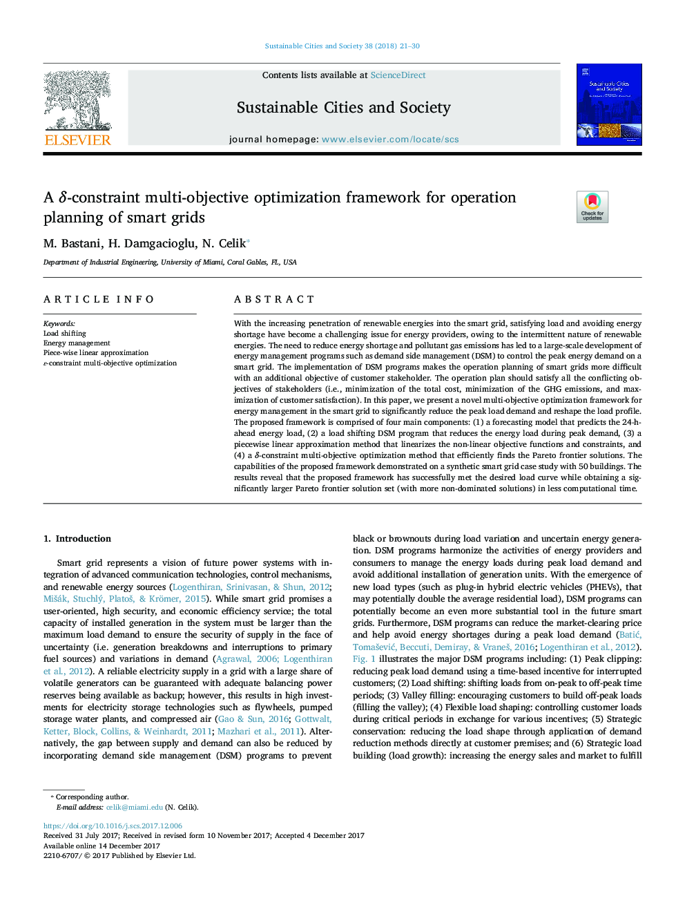 A Î´-constraint multi-objective optimization framework for operation planning of smart grids