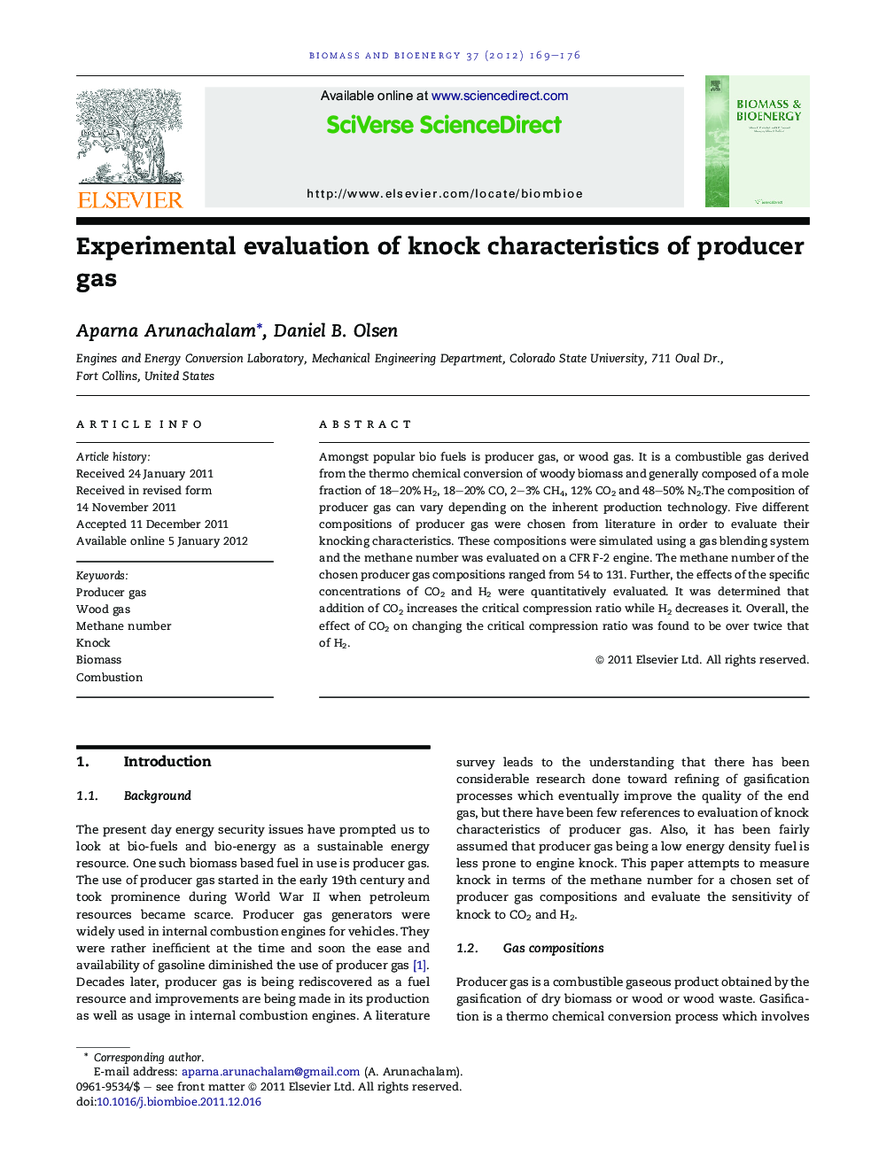 Experimental evaluation of knock characteristics of producer gas