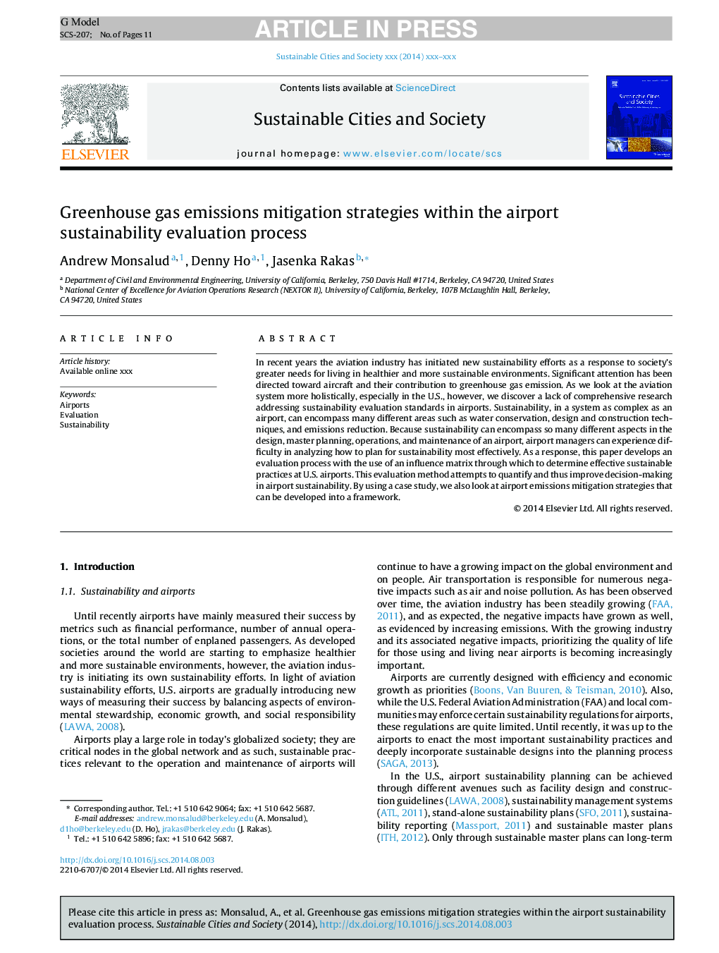 Greenhouse gas emissions mitigation strategies within the airport sustainability evaluation process