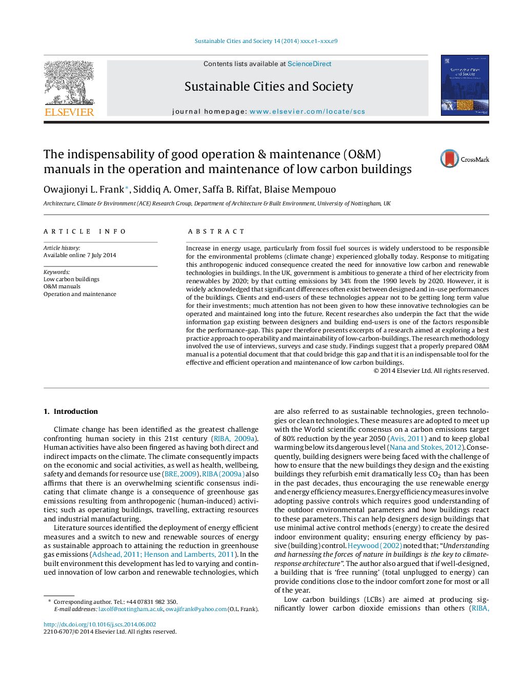 The indispensability of good operation & maintenance (O&M) manuals in the operation and maintenance of low carbon buildings