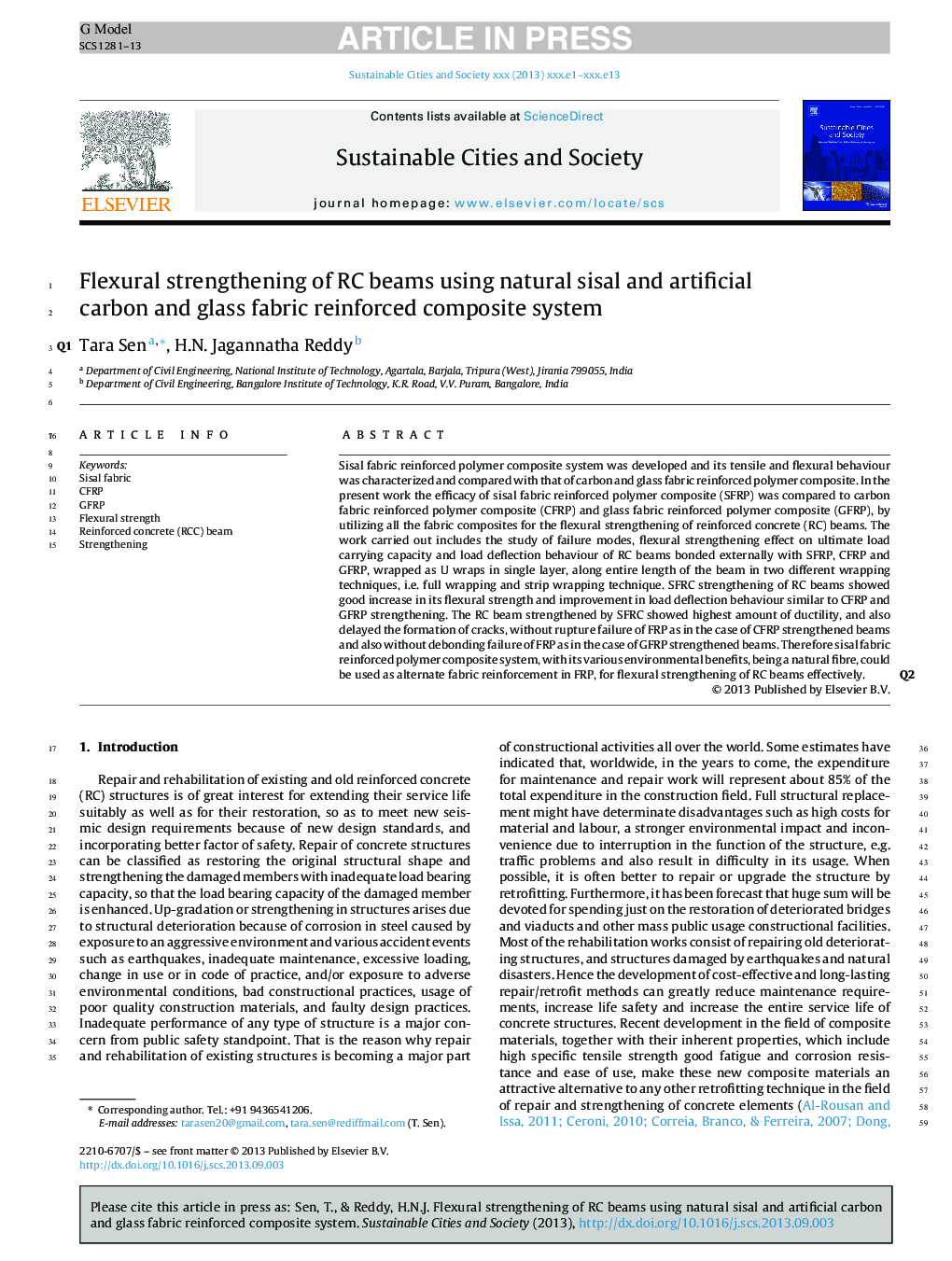 Flexural strengthening of RC beams using natural sisal and artificial carbon and glass fabric reinforced composite system