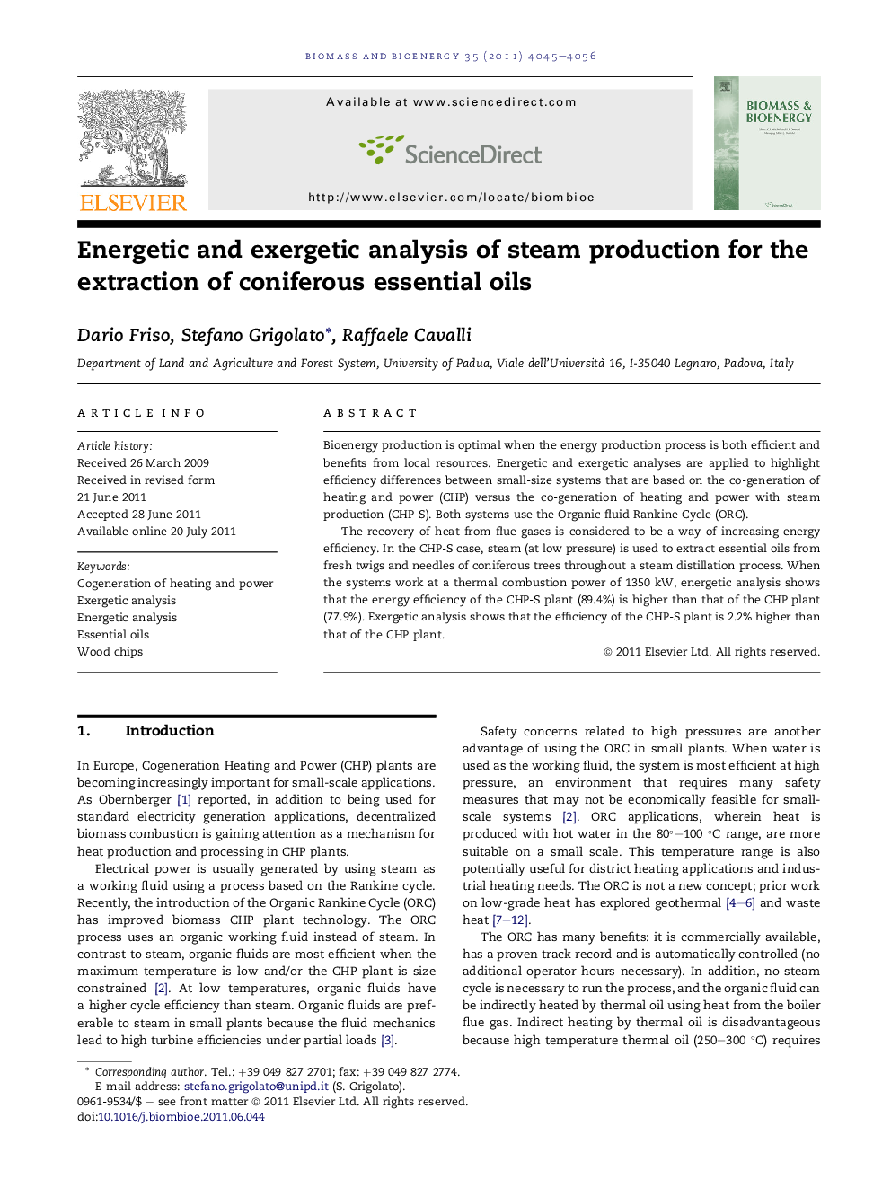 Energetic and exergetic analysis of steam production for the extraction of coniferous essential oils