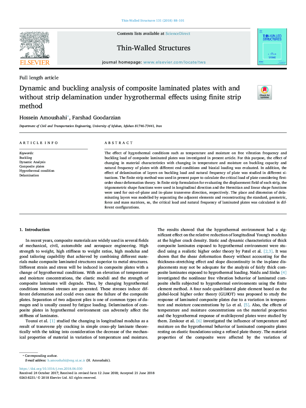 Dynamic and buckling analysis of composite laminated plates with and without strip delamination under hygrothermal effects using finite strip method