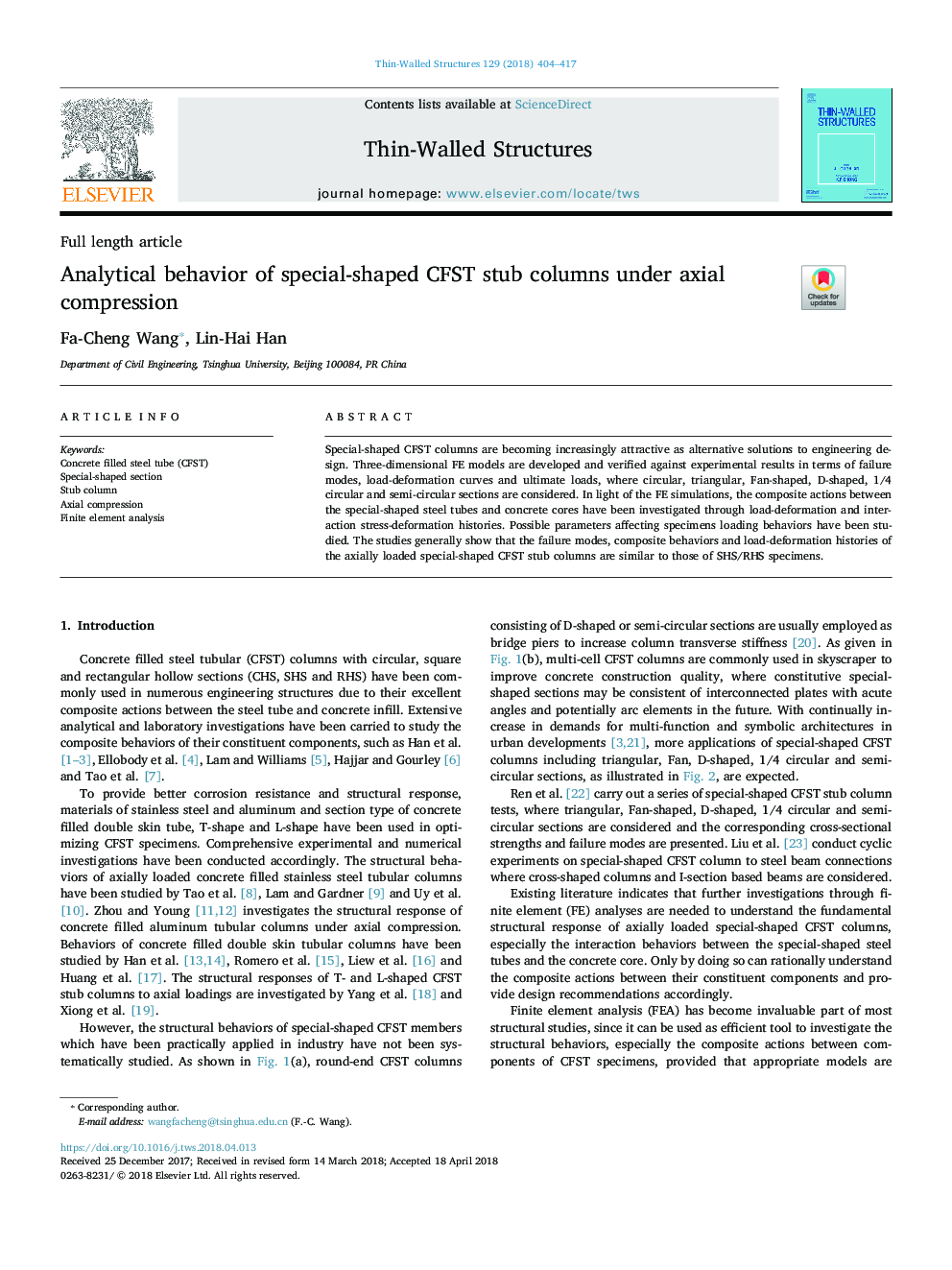Analytical behavior of special-shaped CFST stub columns under axial compression