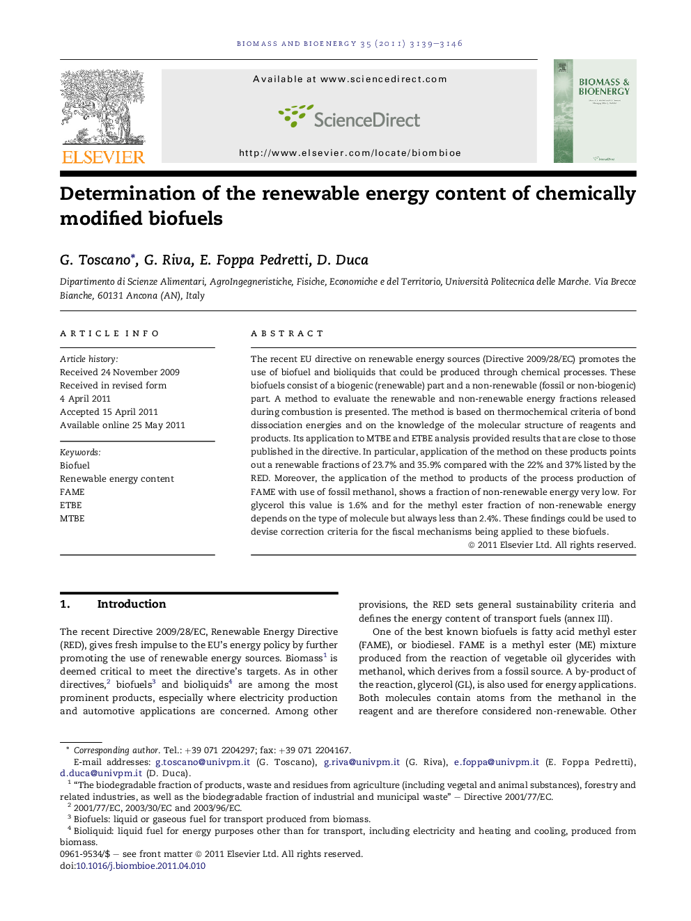 Determination of the renewable energy content of chemically modified biofuels