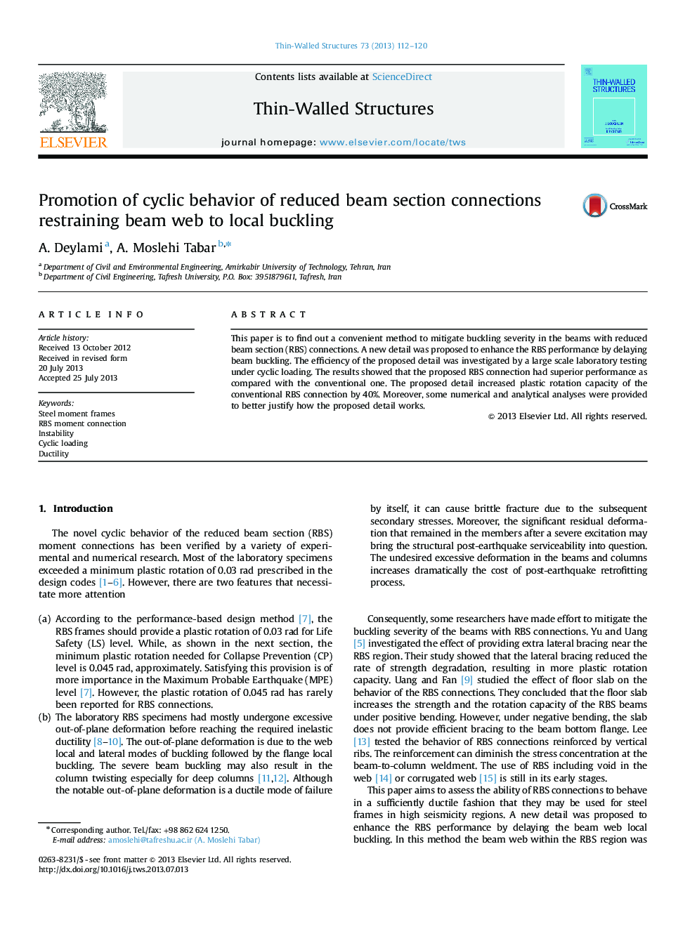 Promotion of cyclic behavior of reduced beam section connections restraining beam web to local buckling