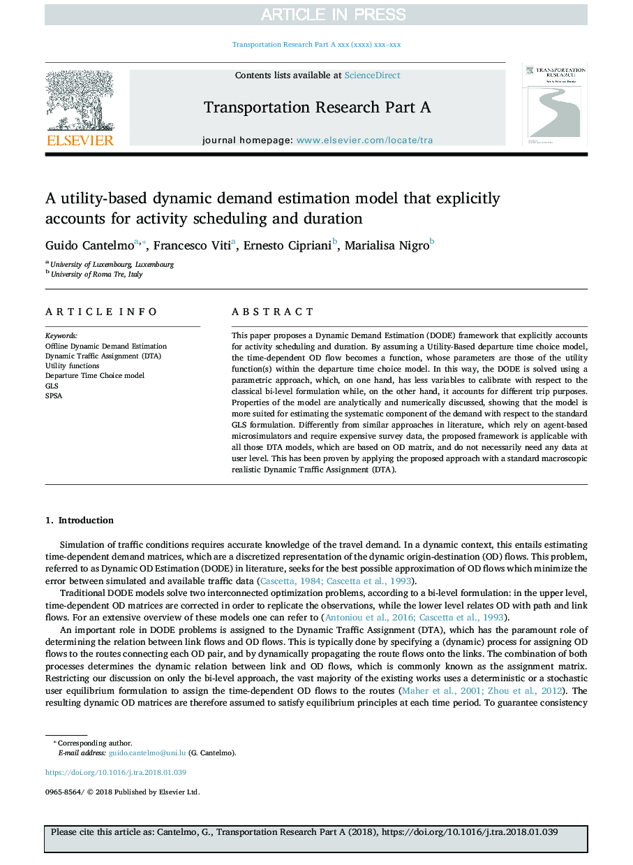 A utility-based dynamic demand estimation model that explicitly accounts for activity scheduling and duration