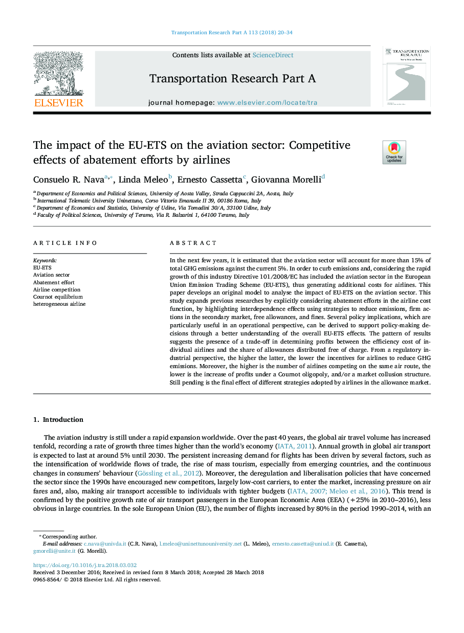 The impact of the EU-ETS on the aviation sector: Competitive effects of abatement efforts by airlines