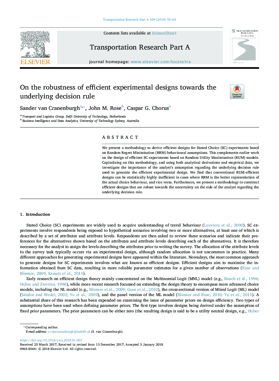 On the robustness of efficient experimental designs towards the underlying decision rule