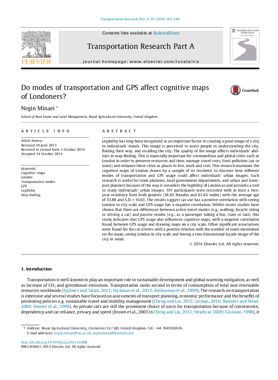 Do modes of transportation and GPS affect cognitive maps of Londoners?