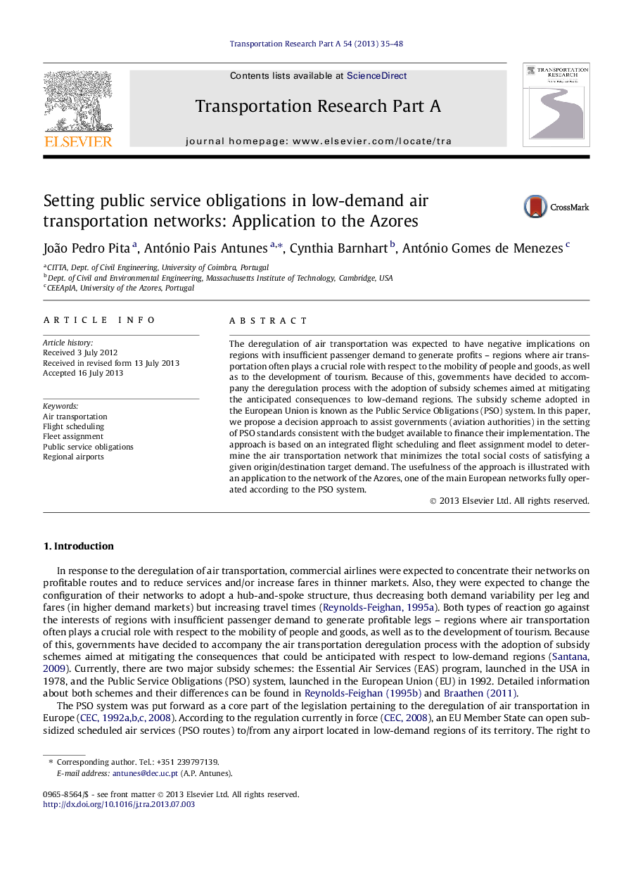 Setting public service obligations in low-demand air transportation networks: Application to the Azores