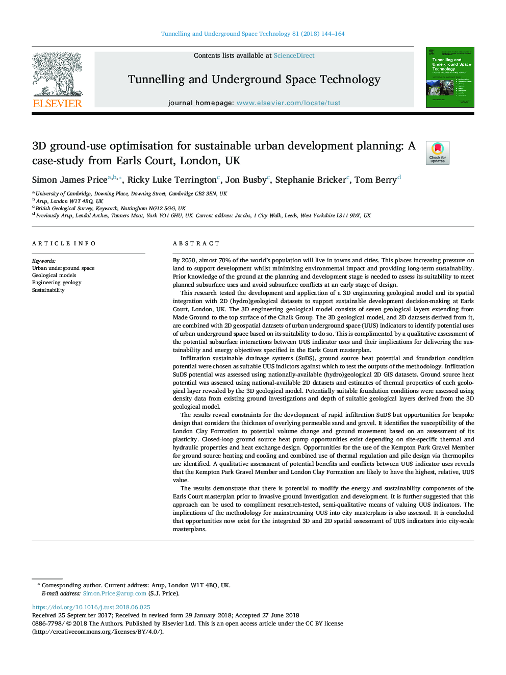 3D ground-use optimisation for sustainable urban development planning: A case-study from Earls Court, London, UK