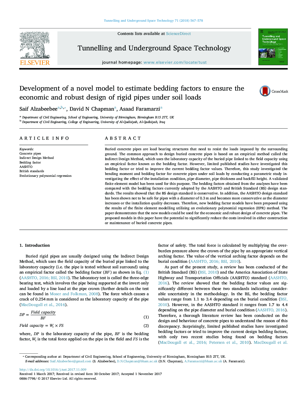 Development of a novel model to estimate bedding factors to ensure the economic and robust design of rigid pipes under soil loads