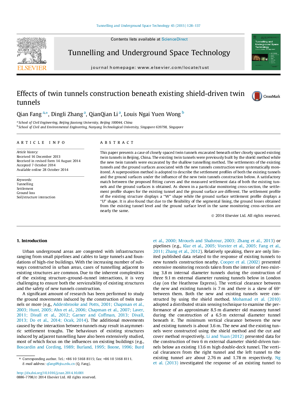 Effects of twin tunnels construction beneath existing shield-driven twin tunnels