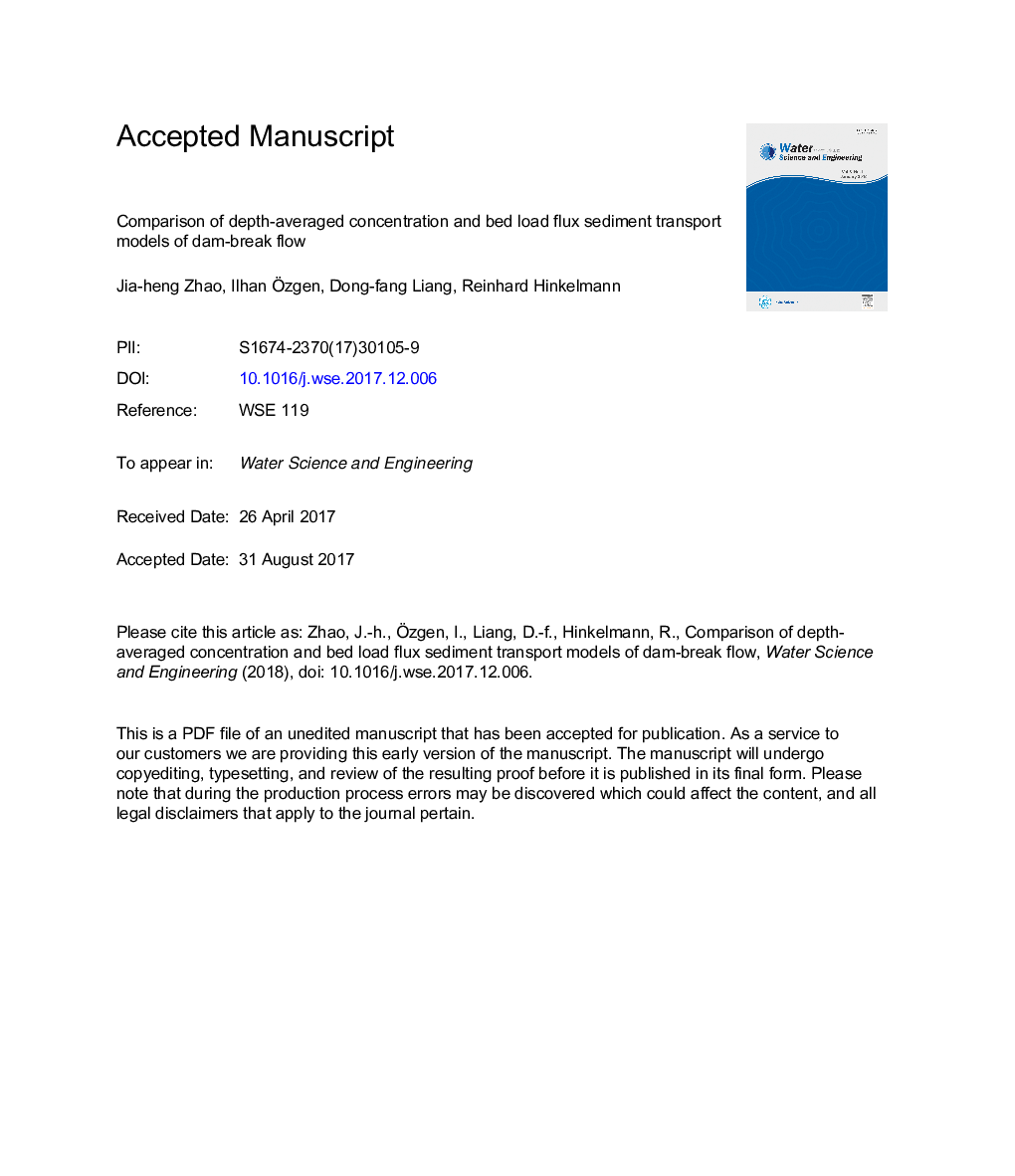 Comparison of depth-averaged concentration and bed load flux sediment transport models of dam-break flow