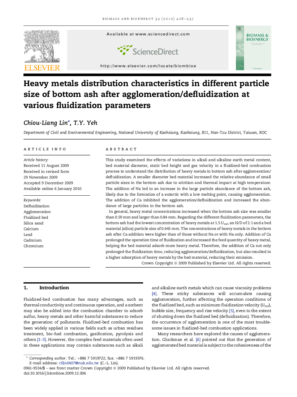 عکس صفحه اول مقاله: Heavy metals distribution characteristics in different particle size of bottom ash after agglomeration/defluidization at various fluidization parameters Heavy metals distribution characteristics in different particle size of bottom ash after agglomeration/defluidization at various fluidization parameters